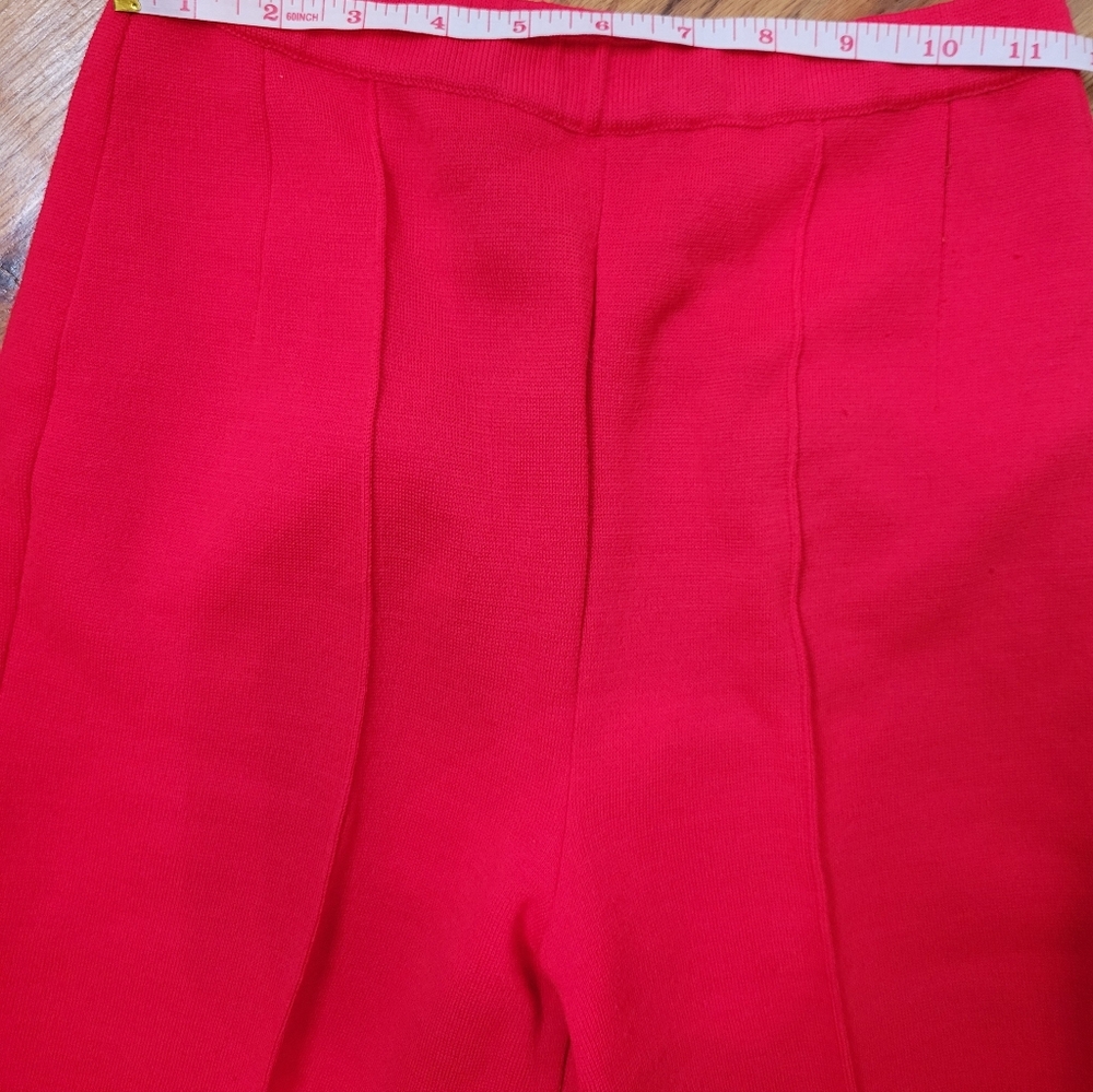 Vintage 1960s Sebastian Red Belted Jacket and Pant Suit With Gold Buttons Set - Picture 13 of 16